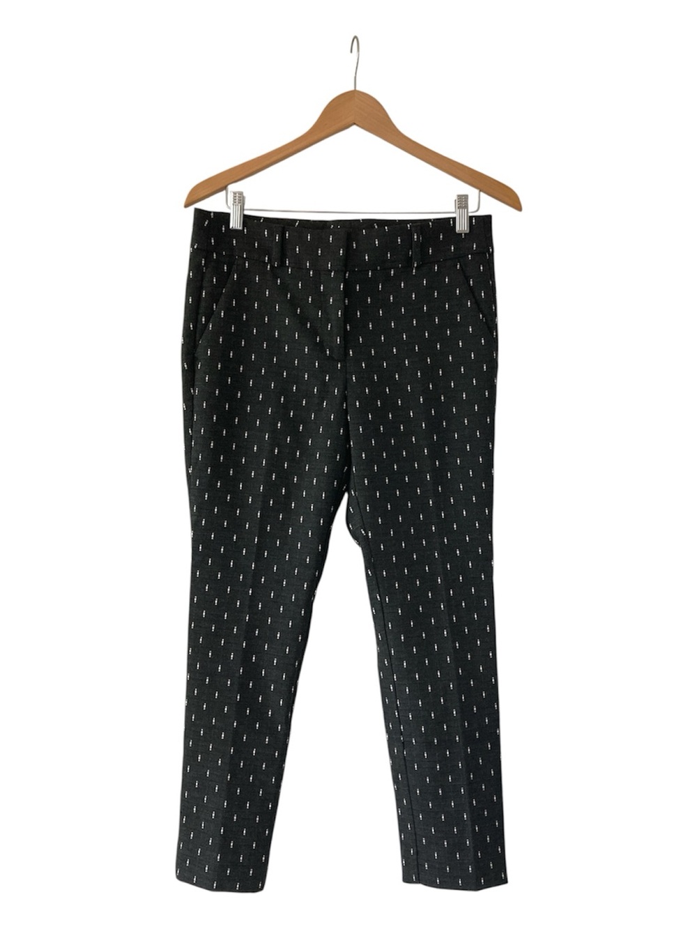 LOFT 8 Petite Black Cropped Patterned Ankle Pants